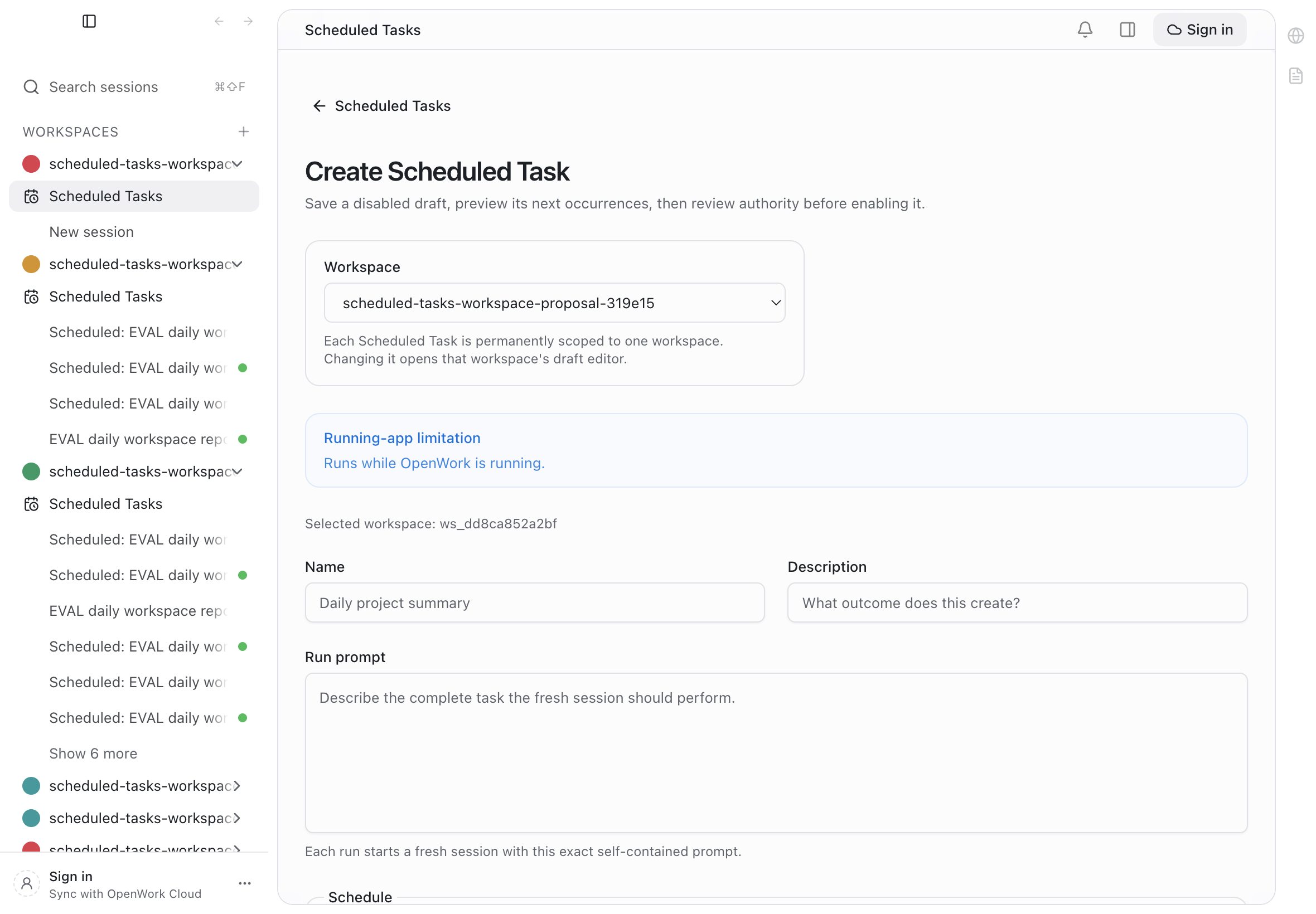 Scheduled Task definition editor