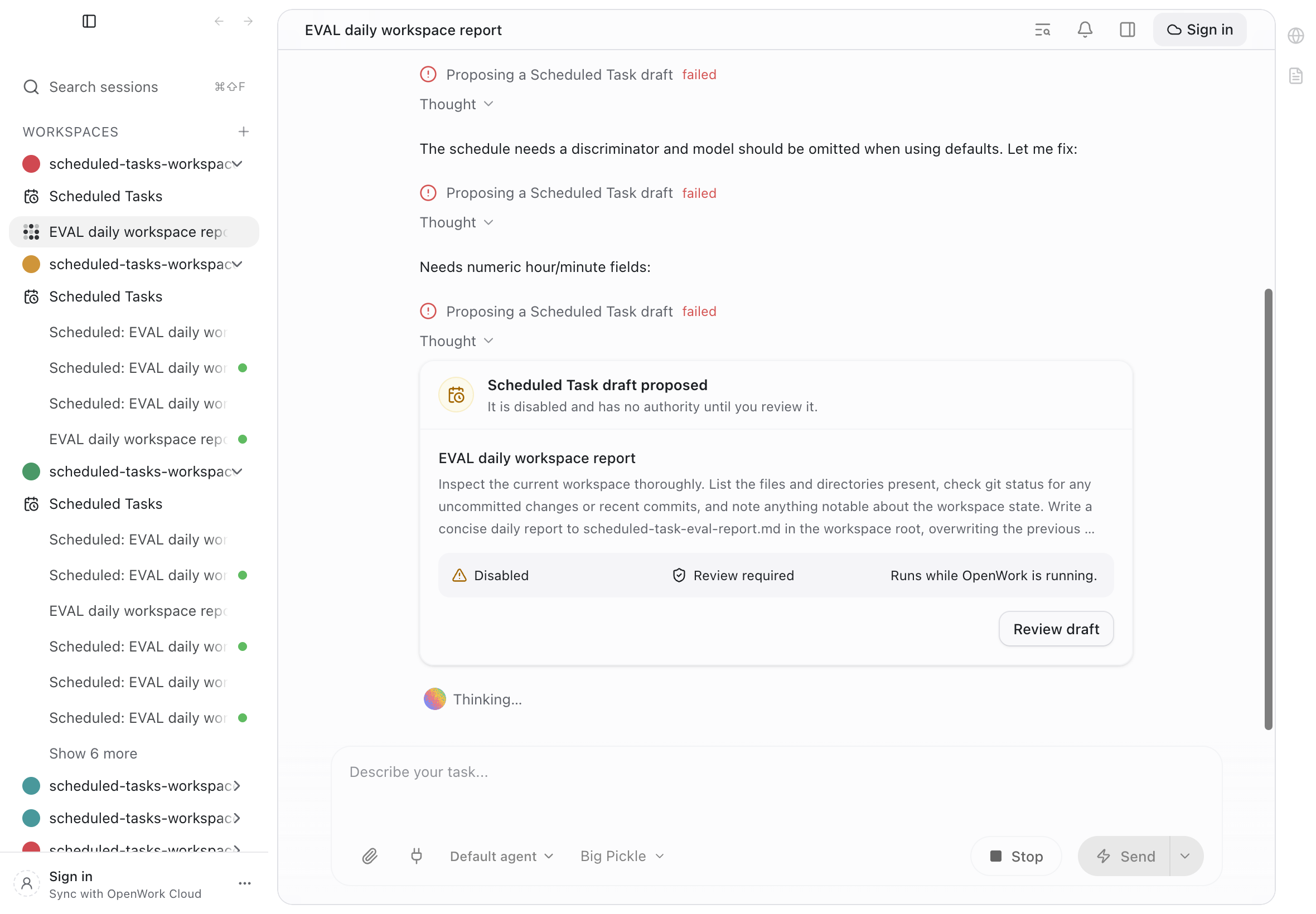 Disabled natural-language Scheduled Task proposal