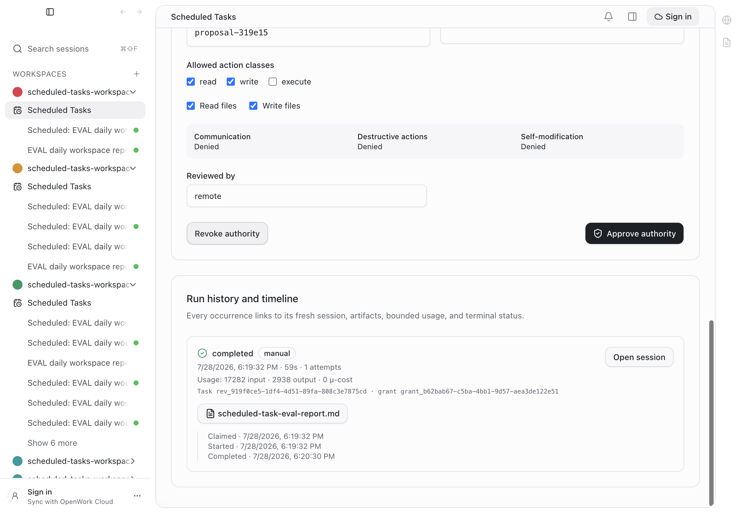 Completed Scheduled Task receipt