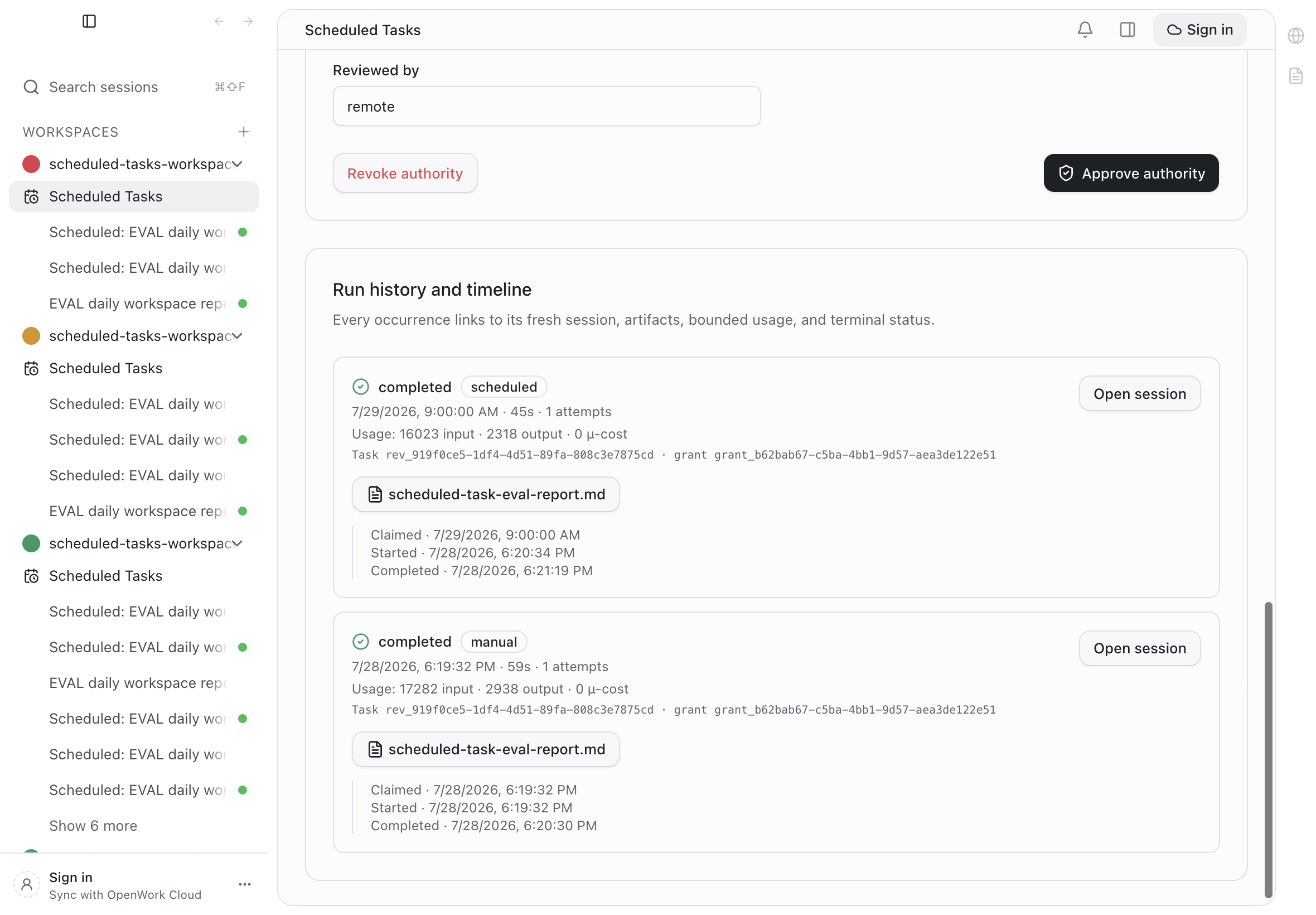 Completed deterministic scheduled occurrence